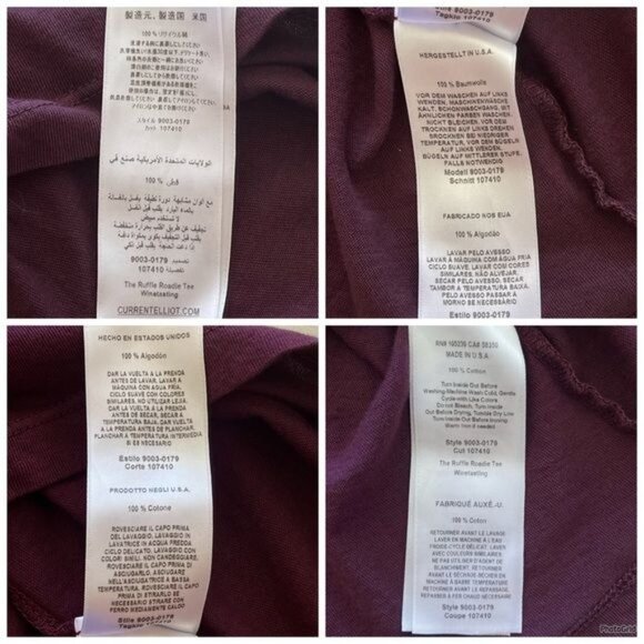 Current Elliott Ruffle Roadie Tee Maroon Burgundy Top 0 - Picture 5 of 6